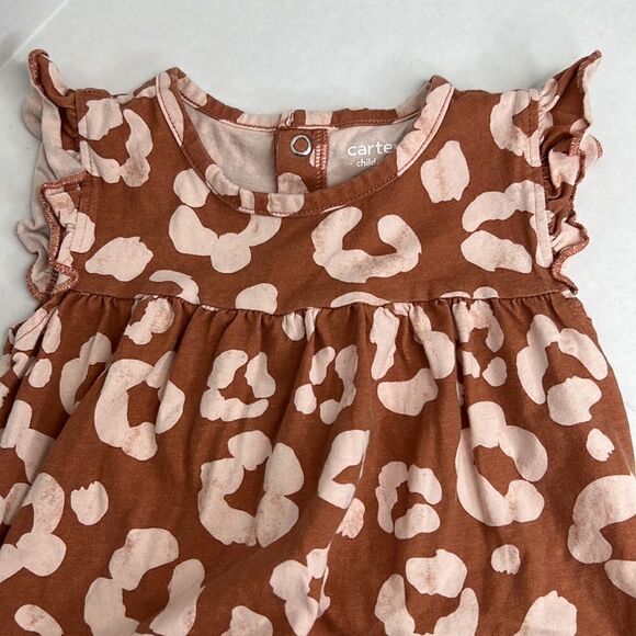 Carter’s Child of Mine brown and cream animal print romper EUC size 24 months - Picture 3 of 11